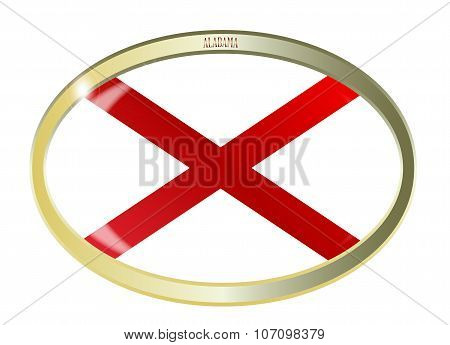 Alabama State Flag Oval Button