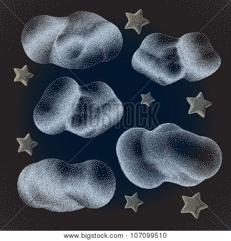 Stars with Clouds. Night Sky