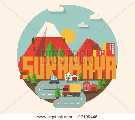 Surabaya beautiful city in world. Vector illustration