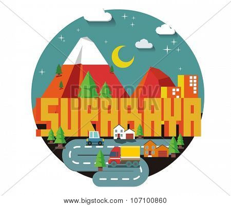 Surabaya beautiful city in world. Vector illustration