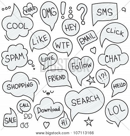 Set plain bubbles with popular slogans.