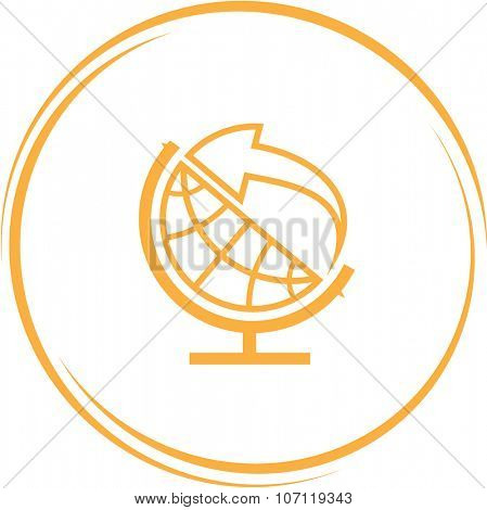 globe and arrow. Internet button. Vector icon.