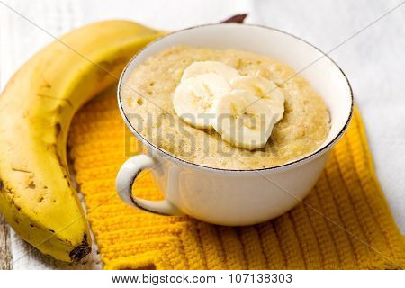 Banana Mug Cake Prepared In Microwave