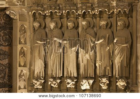 Detail In The Cathedral Of Notre Dame, Paris, Ile De France, France