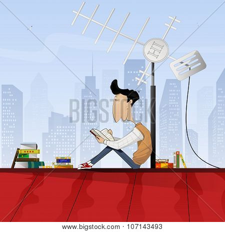 Young Boy Reading Book