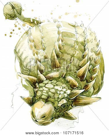 Dinosaur watercolor illustration. dinosaur jurassic period.