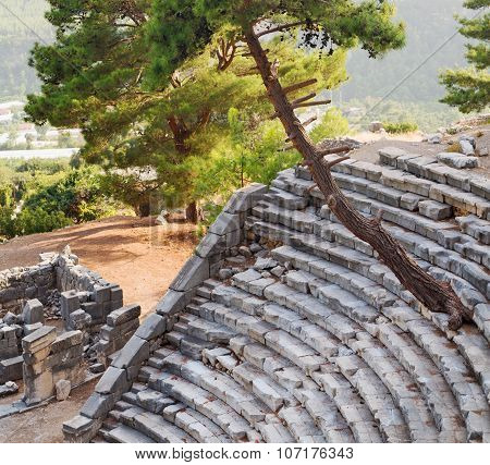 Ruins Stone And Theatre In  Antalya  Arykanda Turkey Asia Sky And  Old  Temple