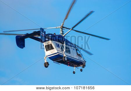 Police Russian Helicopter In Sky