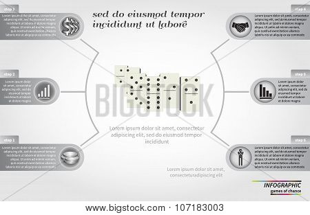 Risk concept round infographic template design with domino element