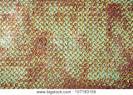 green and rust on steel plate background