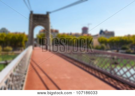 Old Passerelle Du College Bridge Over Rhone River In Lyon, France