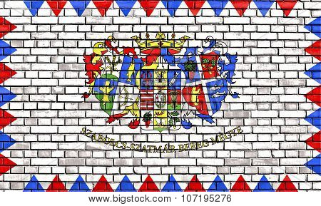 Flag Of Szabolcs-szatmar-bereg County Painted On Brick Wall