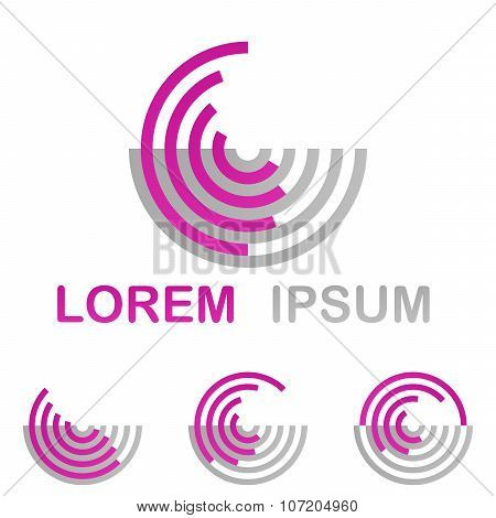 Magenta technology logo icon design set from half circles