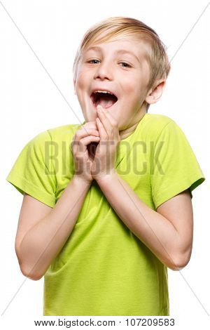 Boy is surprised and so happy about it
