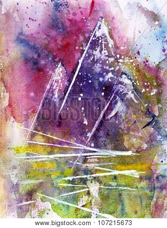 Watercolor Mountain Texture Vacation Spots