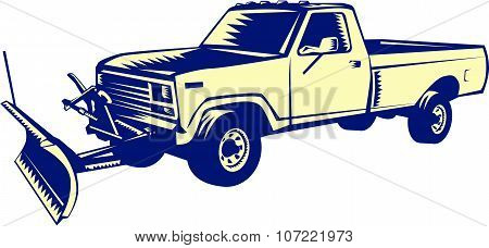 Snow Plow Truck Woodcut
