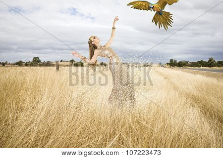 Fashionable Model In A Meadow