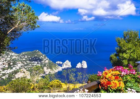 Italian holidays - Capri island, view with Faraglioni rocks