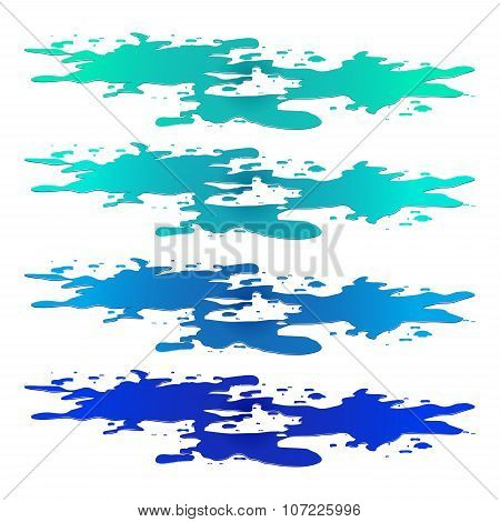 Puddle Of Water Spill Clipart. Blue Stain, Plash, Drop. Vector Illustration Isolated On The White Ba