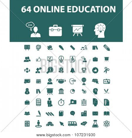 online education, learning, education, business training  icons, signs vector concept set for infographics, mobile, website, application
