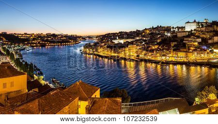 Porto In Portugal At Night