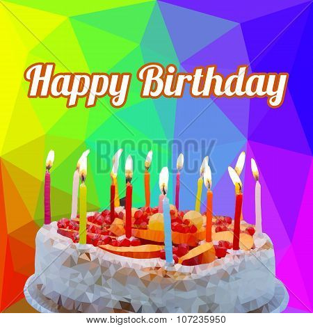 Happy Birthday Cake Polygon Vector