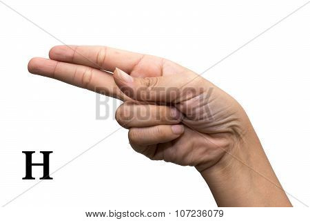 Finger Spelling the Alphabet in American Sign Language (ASL). The Letter H
