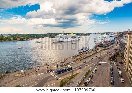 The Big Cruise Ship Aurora In Stockholm