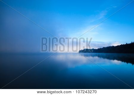 Morning Winter fog on Bled  Lake Slovenia