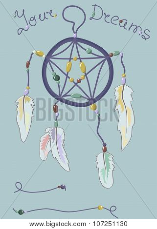 Dreamcatcher On A Blue Background