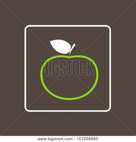 Apple Icon Thin Line Simple Logo Minimalistic Style Vector