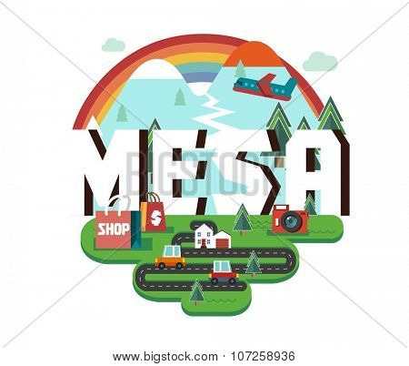 Mesa city logo in colorful vector