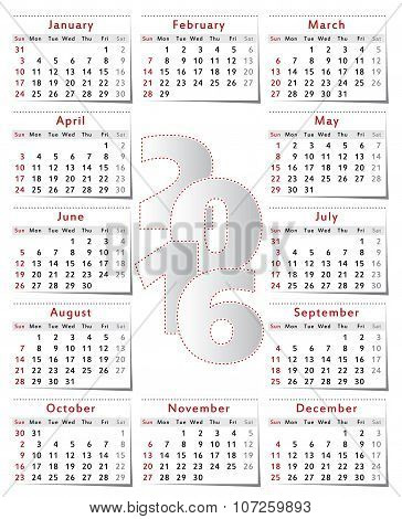 Calendar 2016 year