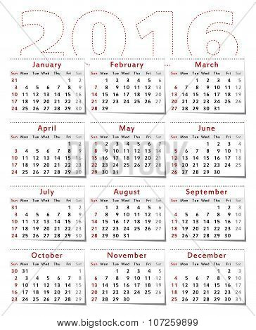 Calendar 2016 year
