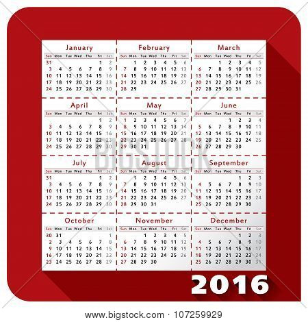 Calendar 2016 year