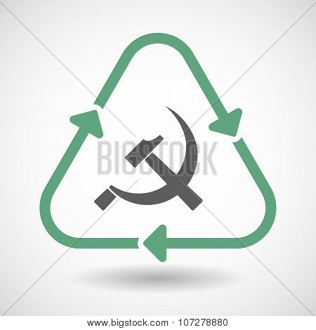 Line Art Recycle Sign Vector Icon With  The Communist Symbol