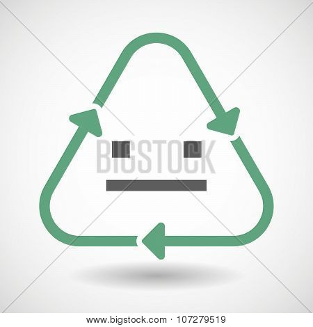 Line Art Recycle Sign Vector Icon With A Emotionless Text Face