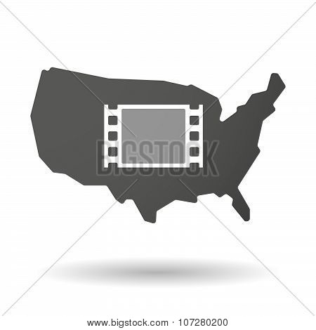 Isolated Usa Vector Map Icon With A Film Photogram