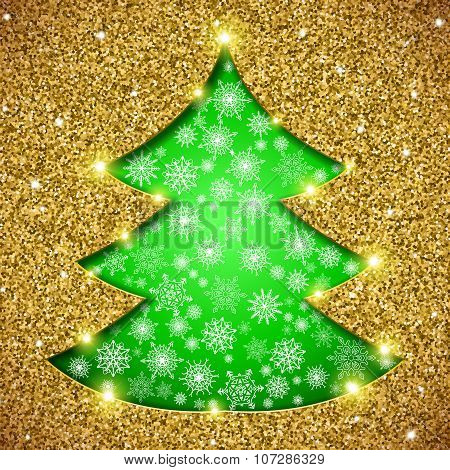 Cristmas tree card with glitter