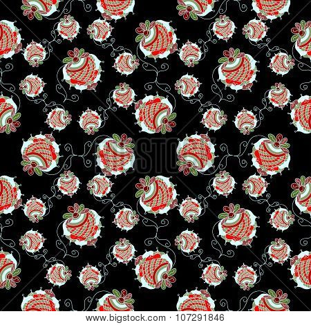 Strawberry Black Background Pattern