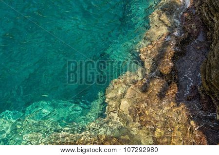 Rocky seabed under water