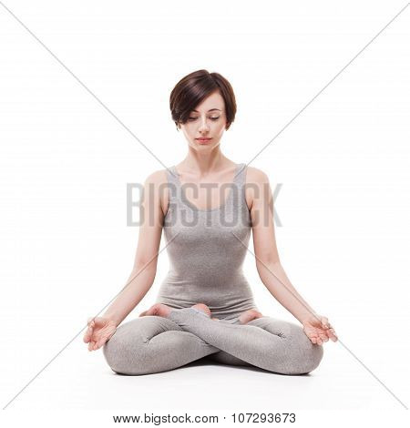 young beautiful woman yoga posing. isolated