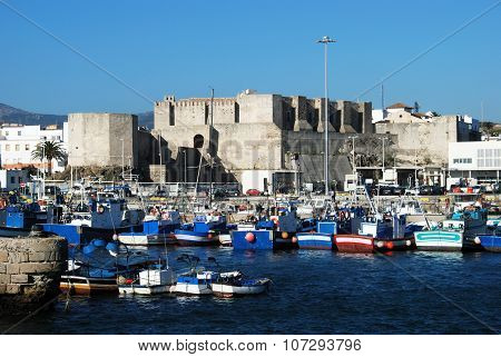 Tarifa castle and harbour.