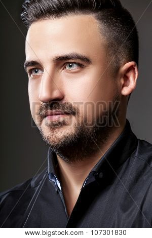 Headshot Of Handsome Men On Greu Background