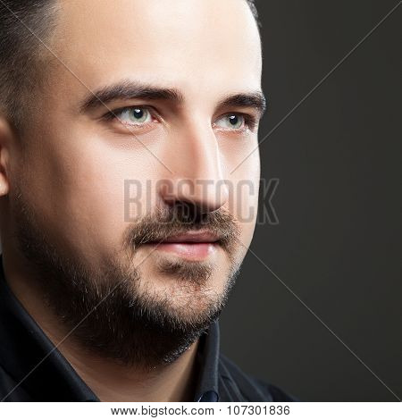 Headshot Of Handsome Men On Greu Background