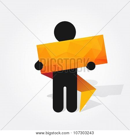 Figure Man Holds Green Origami Sign