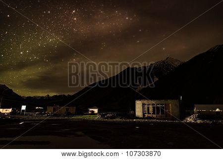 Night and stars at Rangdum Padum Zanskar Valley India.