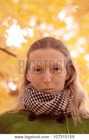 Girl Near Autumn Tree.