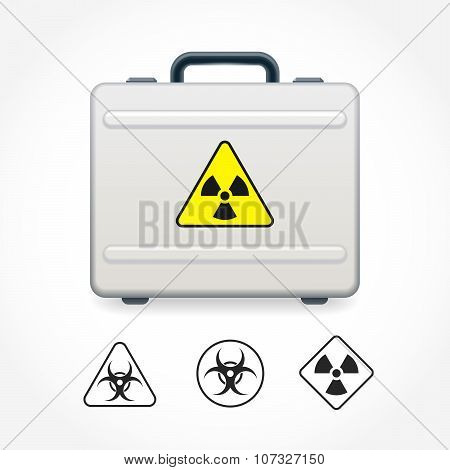 Metal Case With A Sign On Radiation Danger