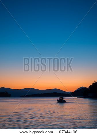 Sunrise on the bay of Nidri in Lefkas island Greece
